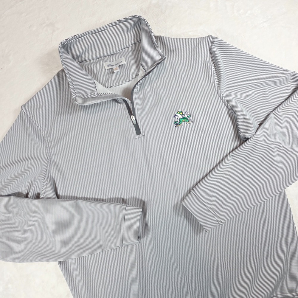 Peter Millar Notre Dame Fighting Irish Gray Quarter Zip Pullover Mens Medium